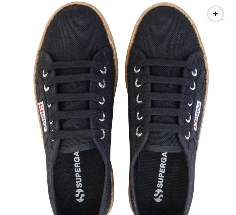 Superga suola in corda 3cm Nera
