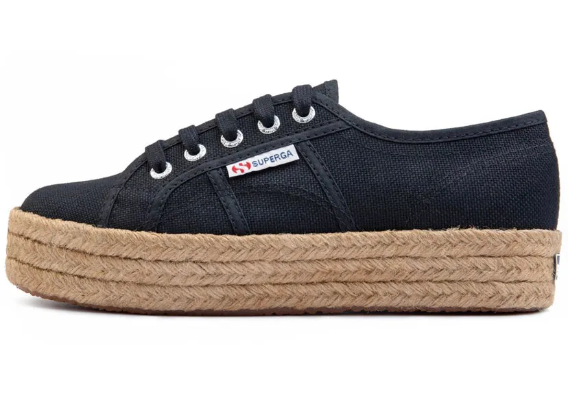 Superga suola in corda 3cm Nera