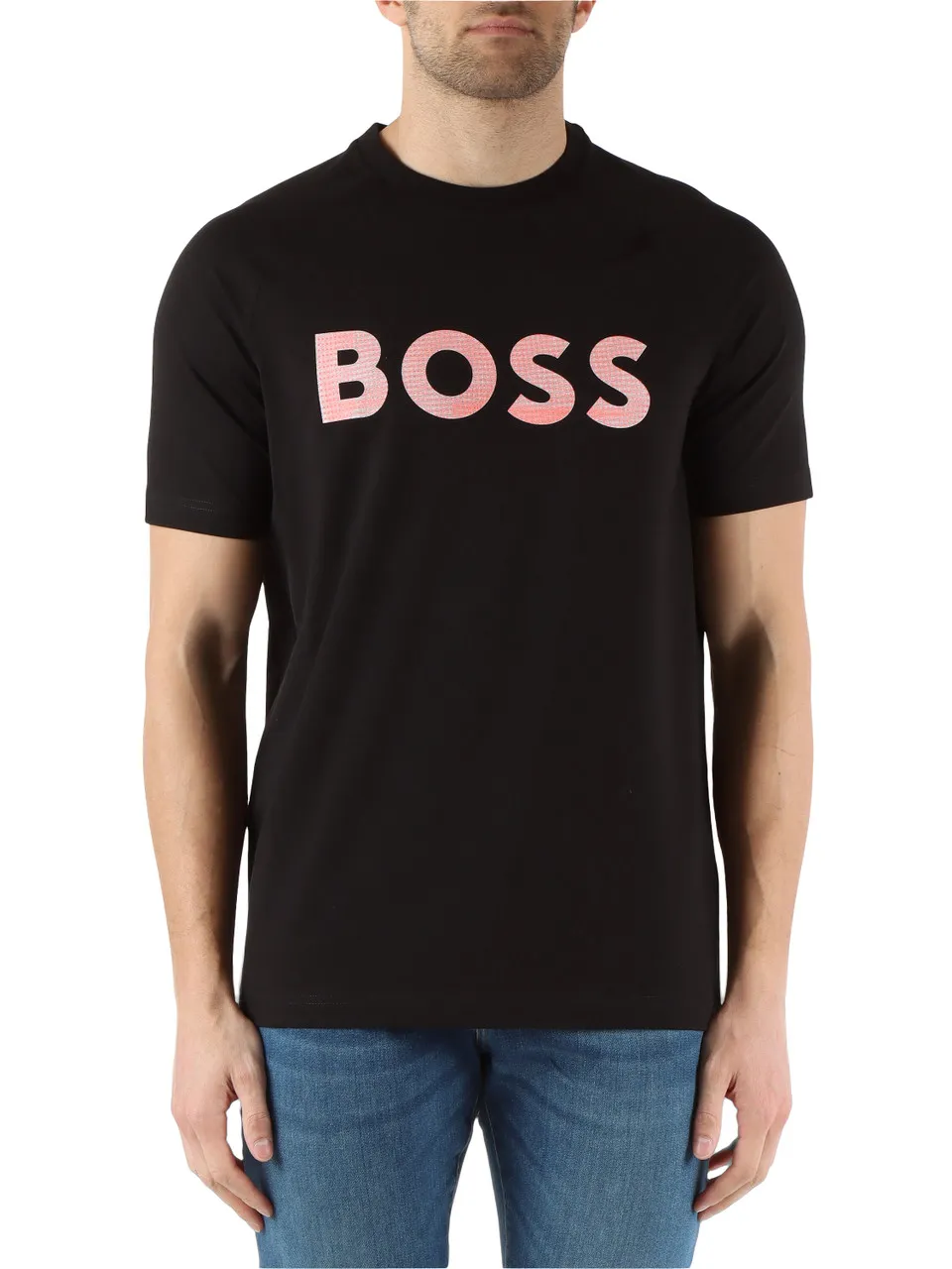 T-shirt in cotone stretch con scritta logo