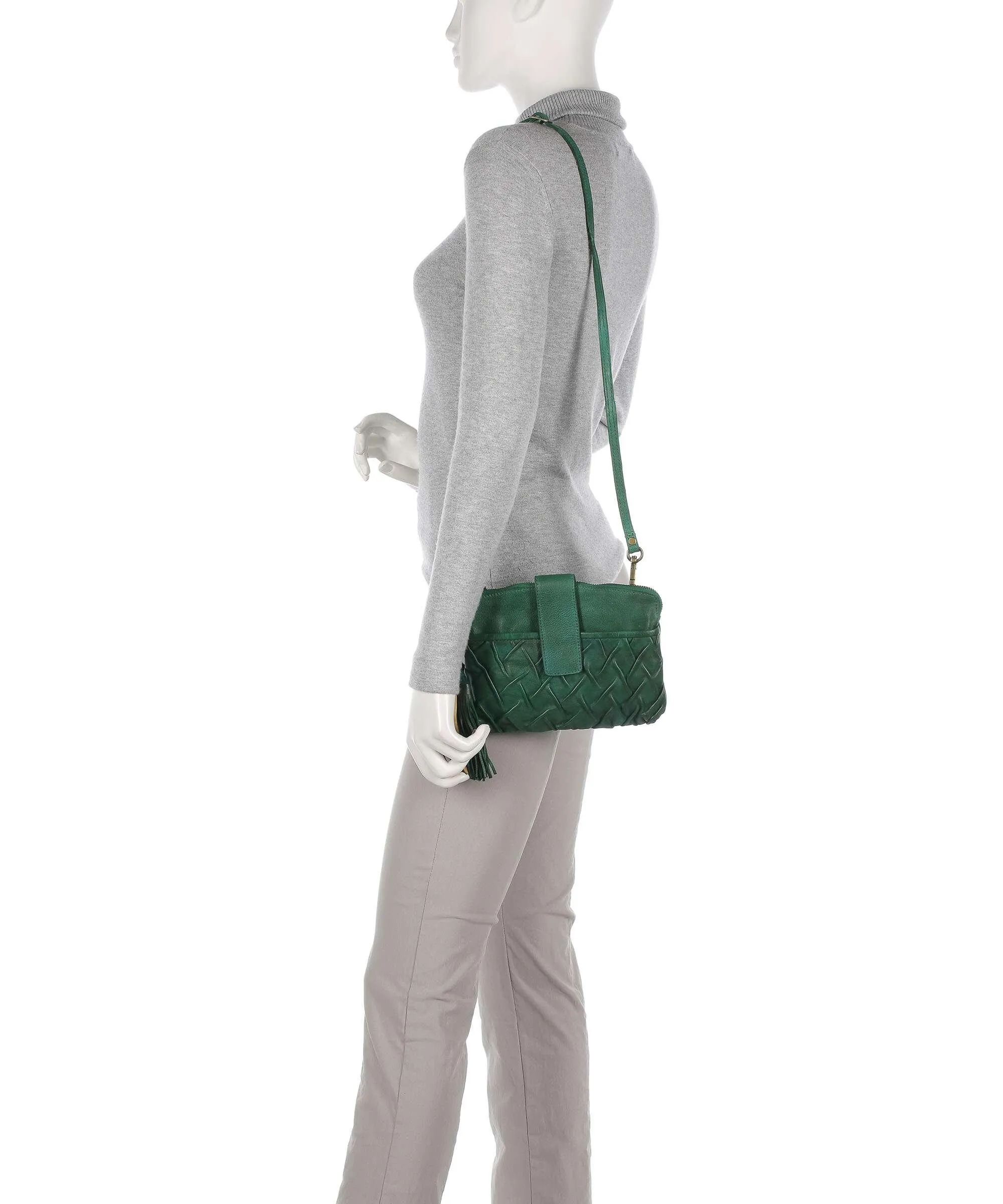  Taschendieb Wien Spittelberggasse 3 Borsa a tracolla pelle di vacchetta grana verde  