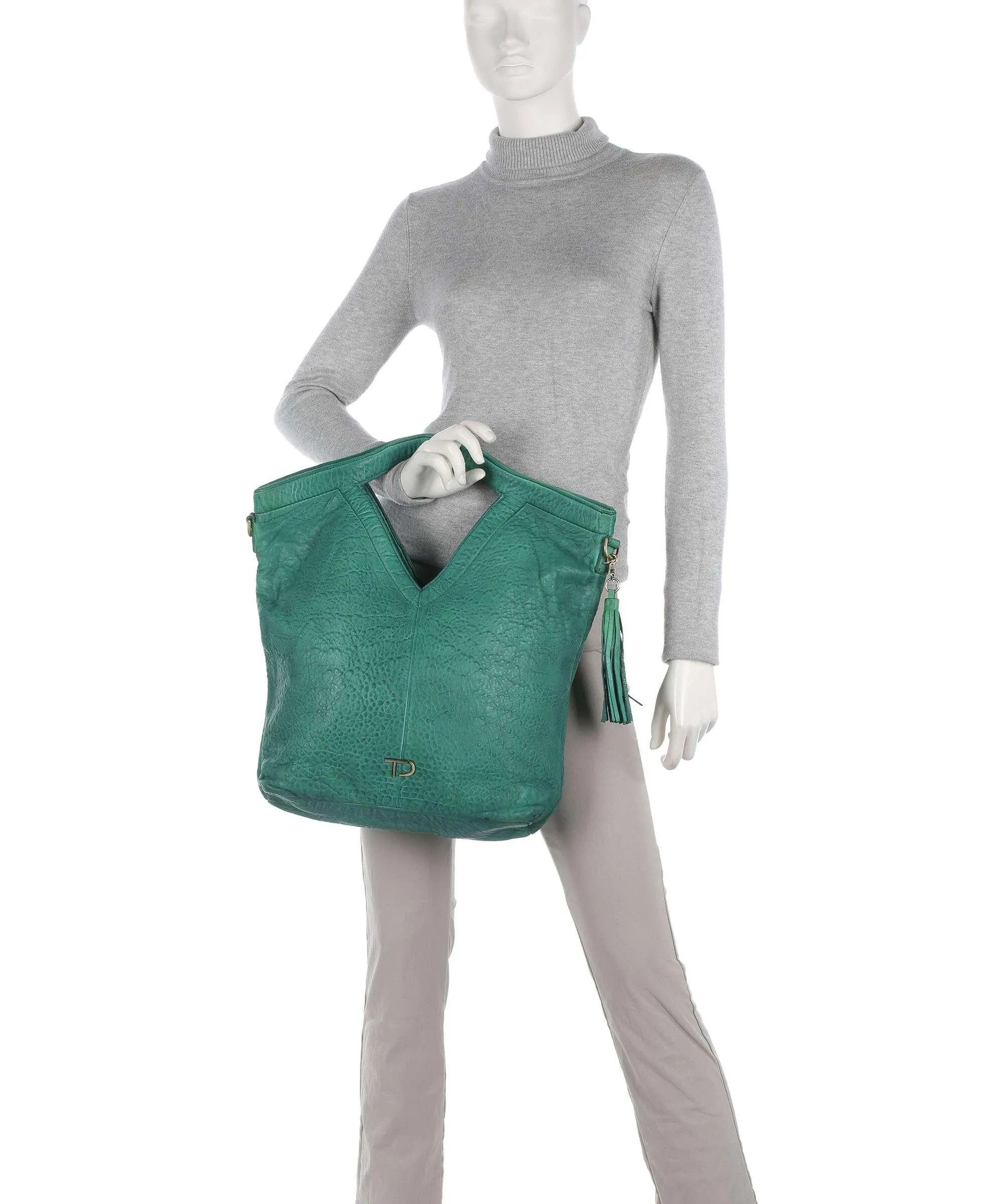 Taschendieb Wien Taborstraße 1 Borsa a mano pelle di vacchetta grana verde  