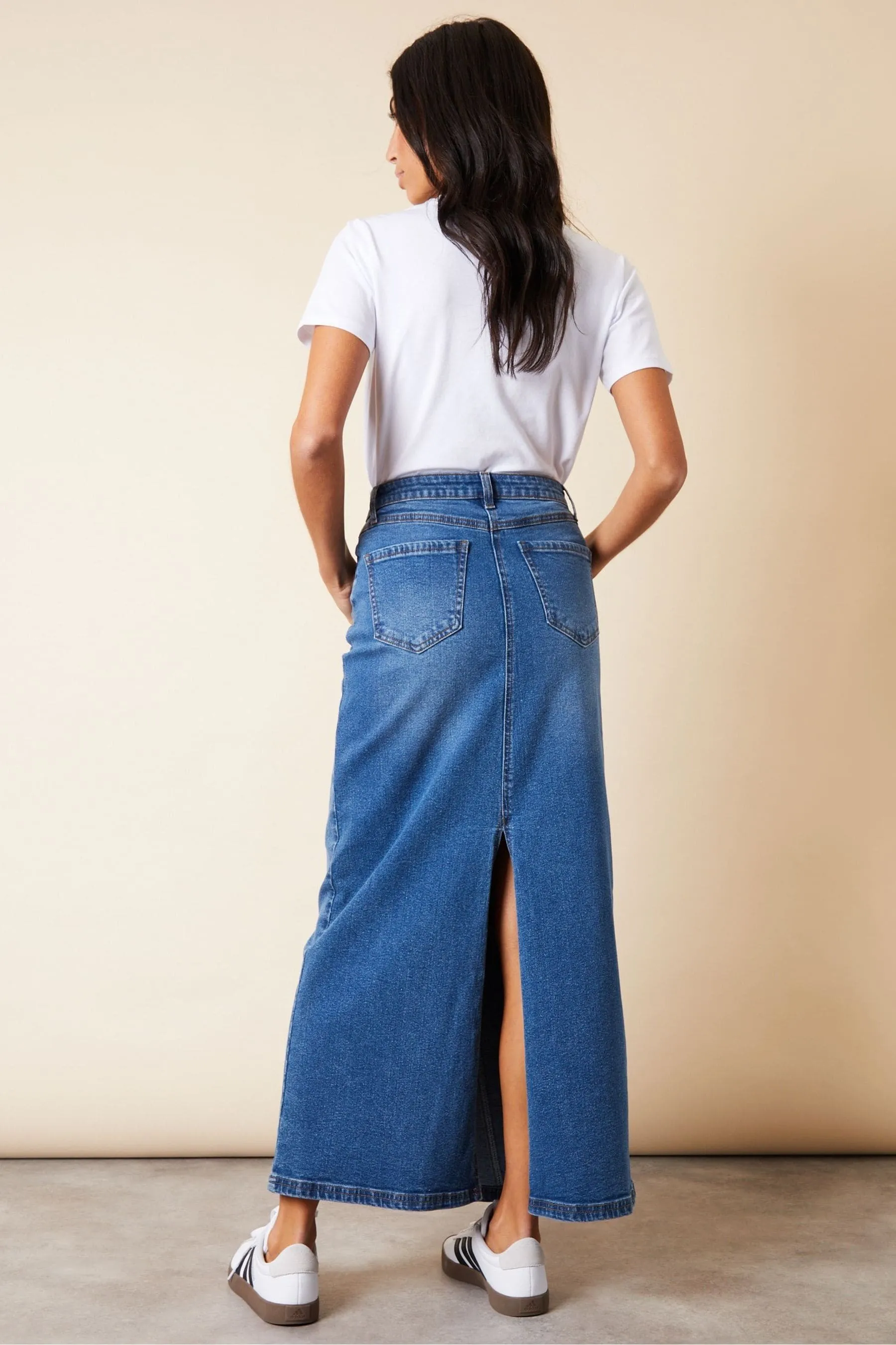 Threadbare - Gonna maxi con Denim e spacco sul retro