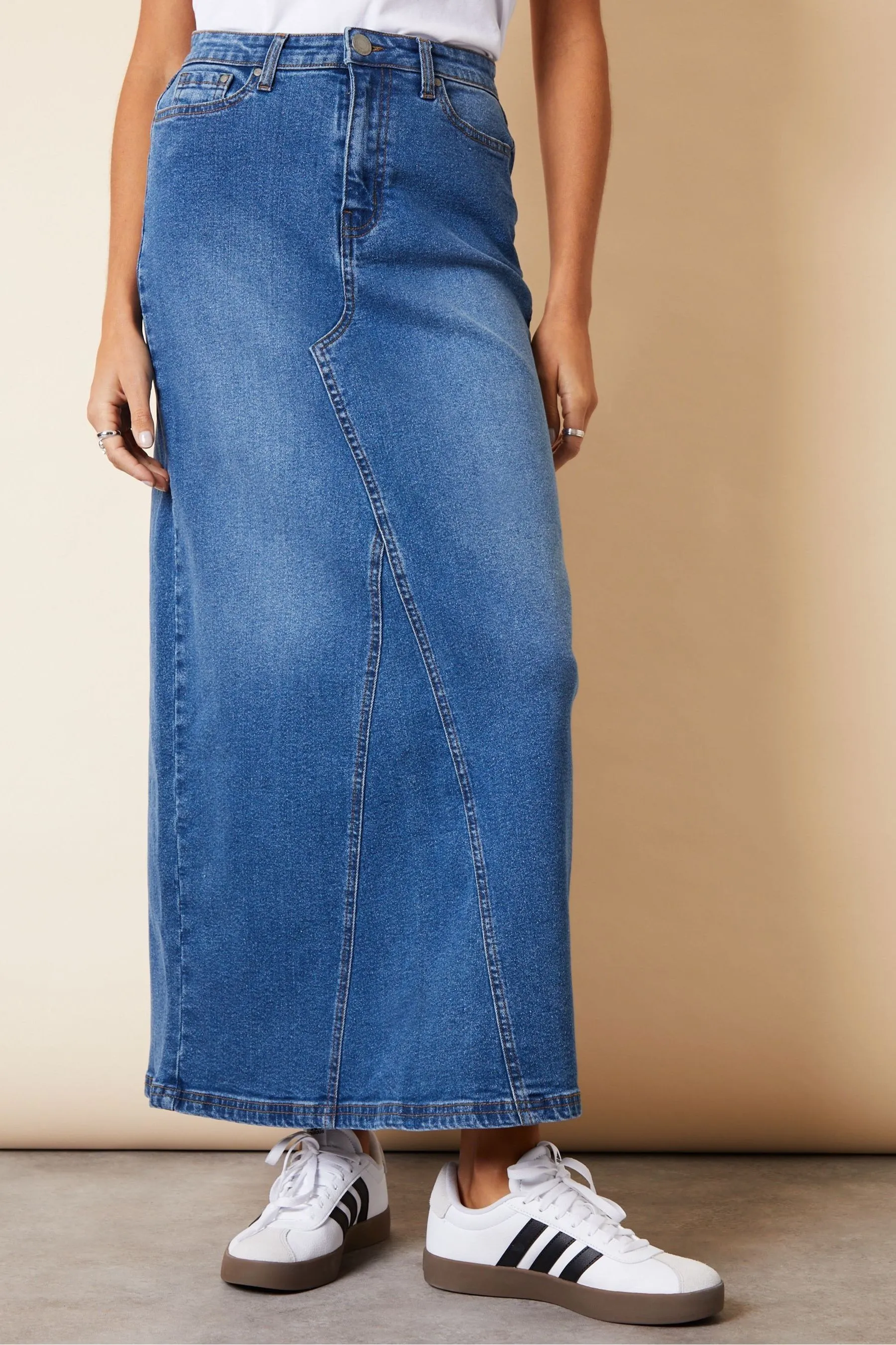Threadbare - Gonna maxi con Denim e spacco sul retro