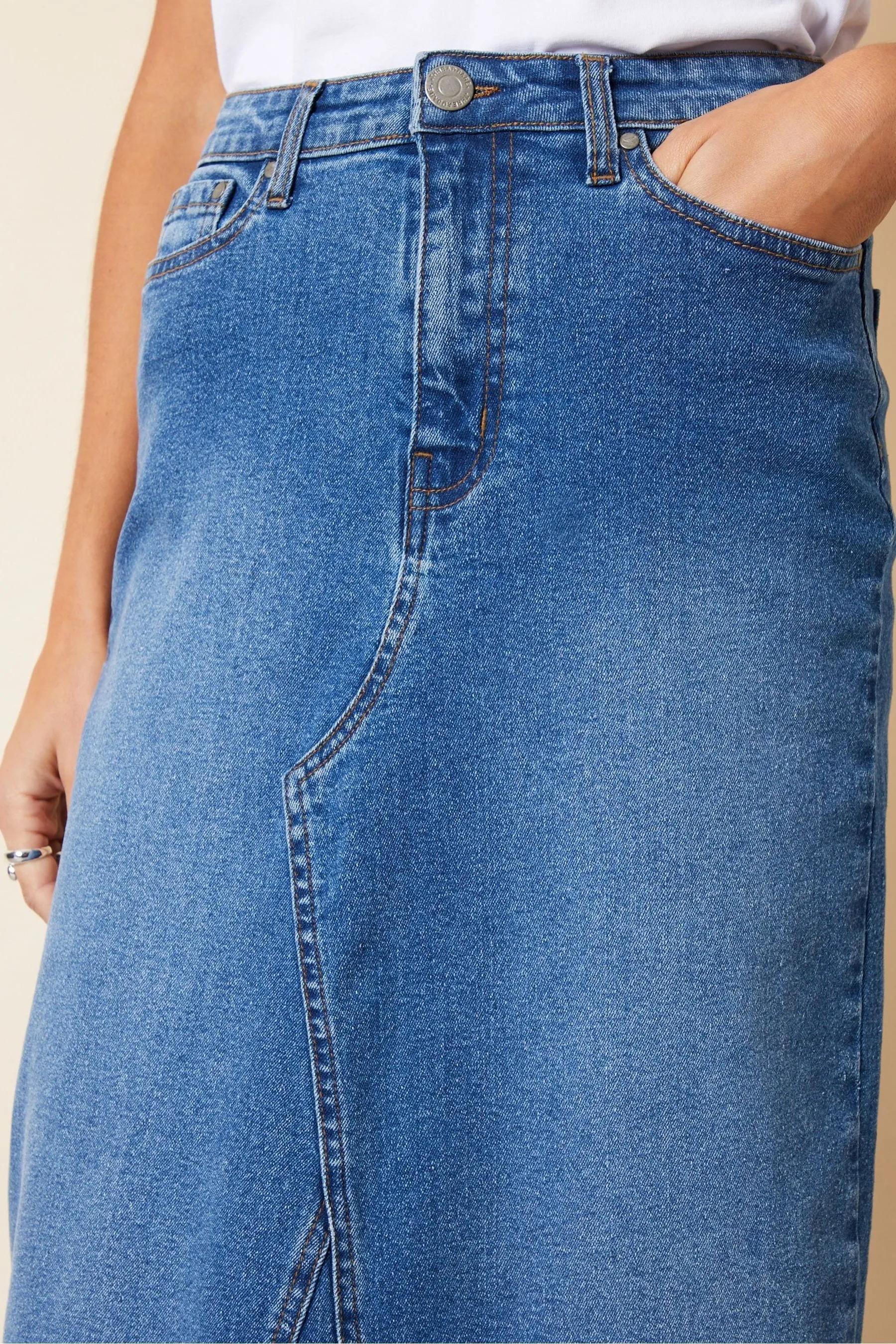Threadbare - Gonna maxi con Denim e spacco sul retro