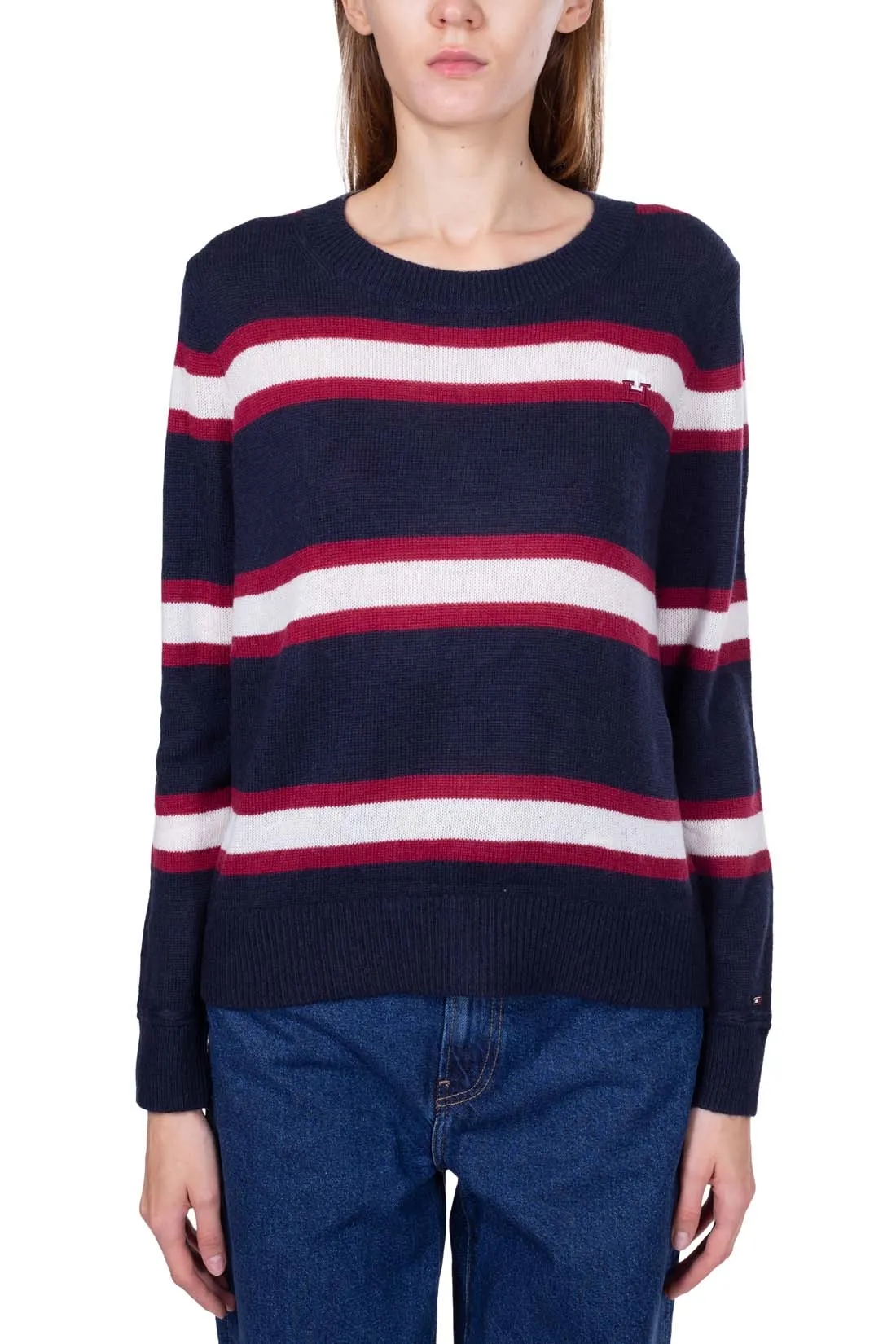 TOMMY HILFIGER Pullover donna a righe con monogram