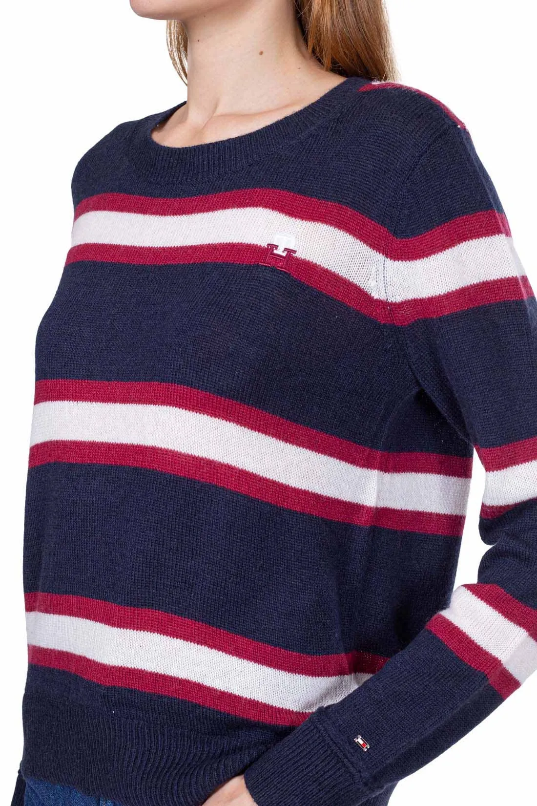 TOMMY HILFIGER Pullover donna a righe con monogram