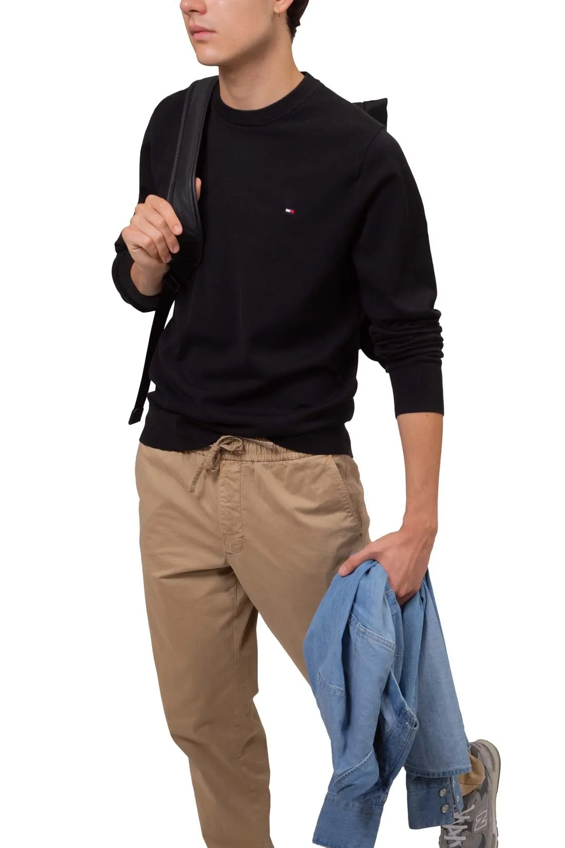 TOMMY HILFIGER Pullover uomo basic con ricamo flag