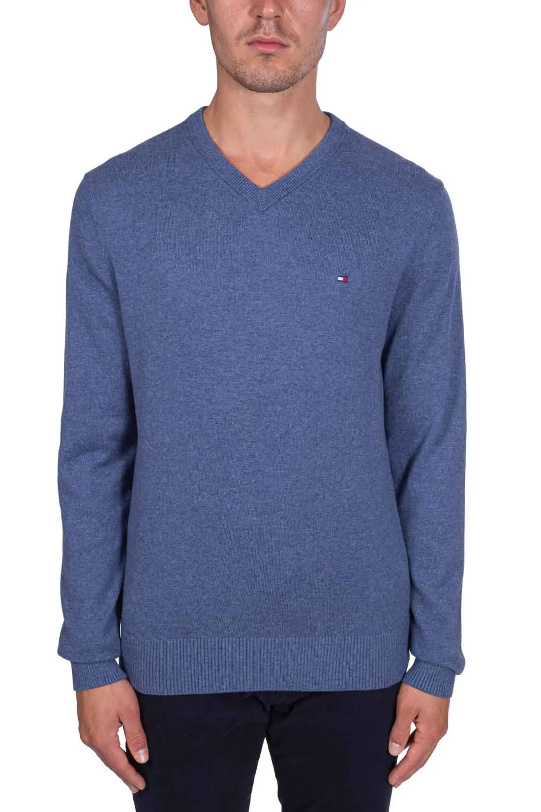 TOMMY HILFIGER Pullover uomo flag con scollo a v