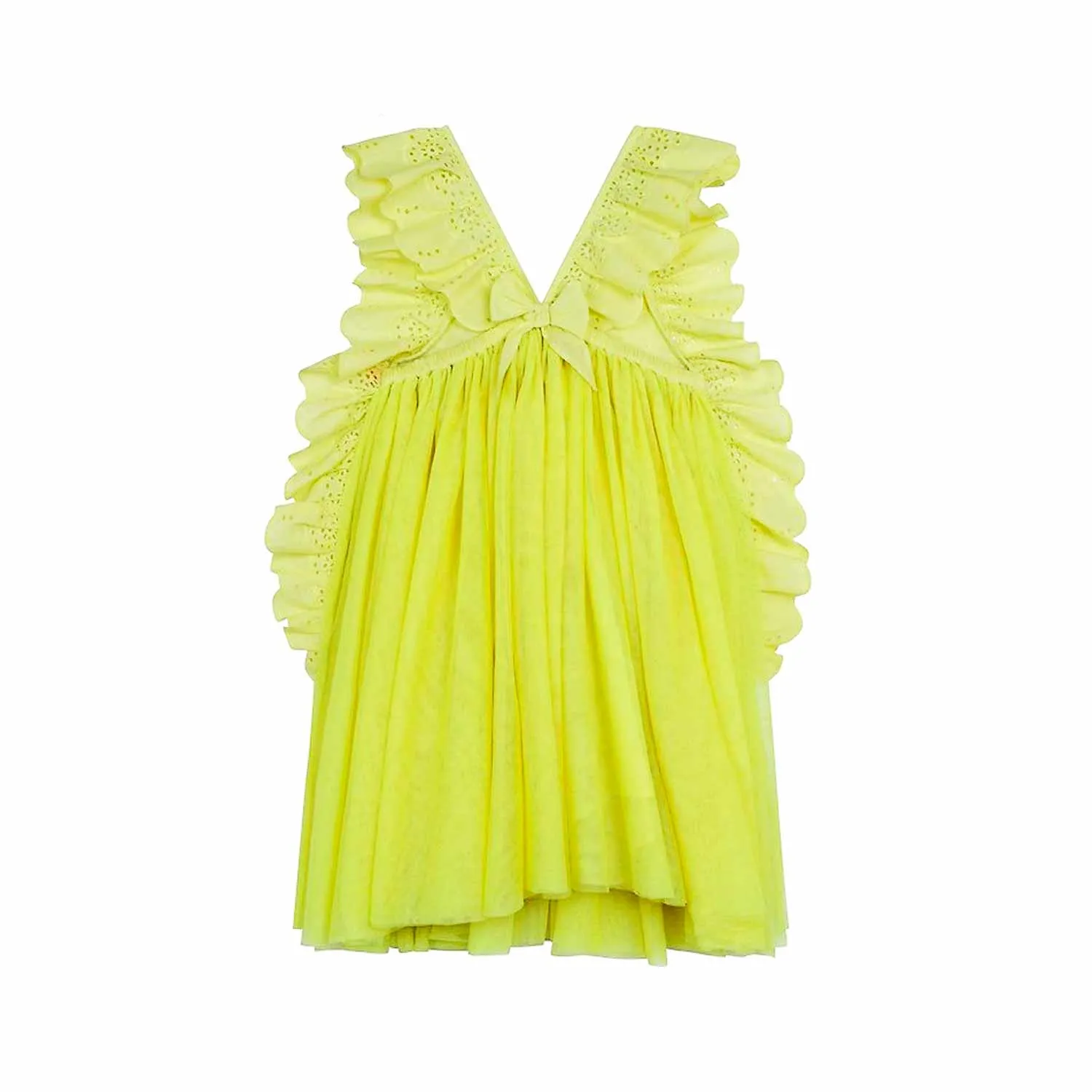 Top Lungo Giallo Con Ricamo Inglese