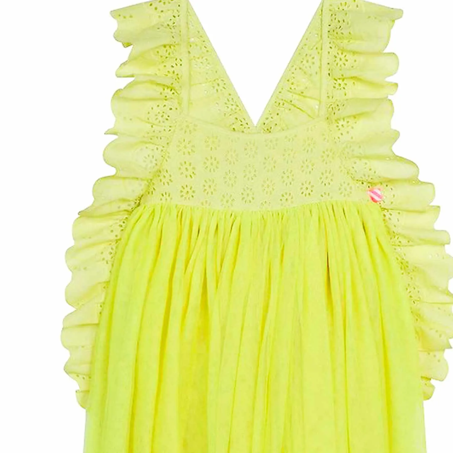Top Lungo Giallo Con Ricamo Inglese