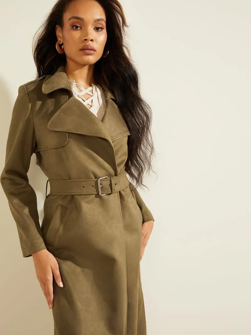 Trench lungo simil scamosciato guess