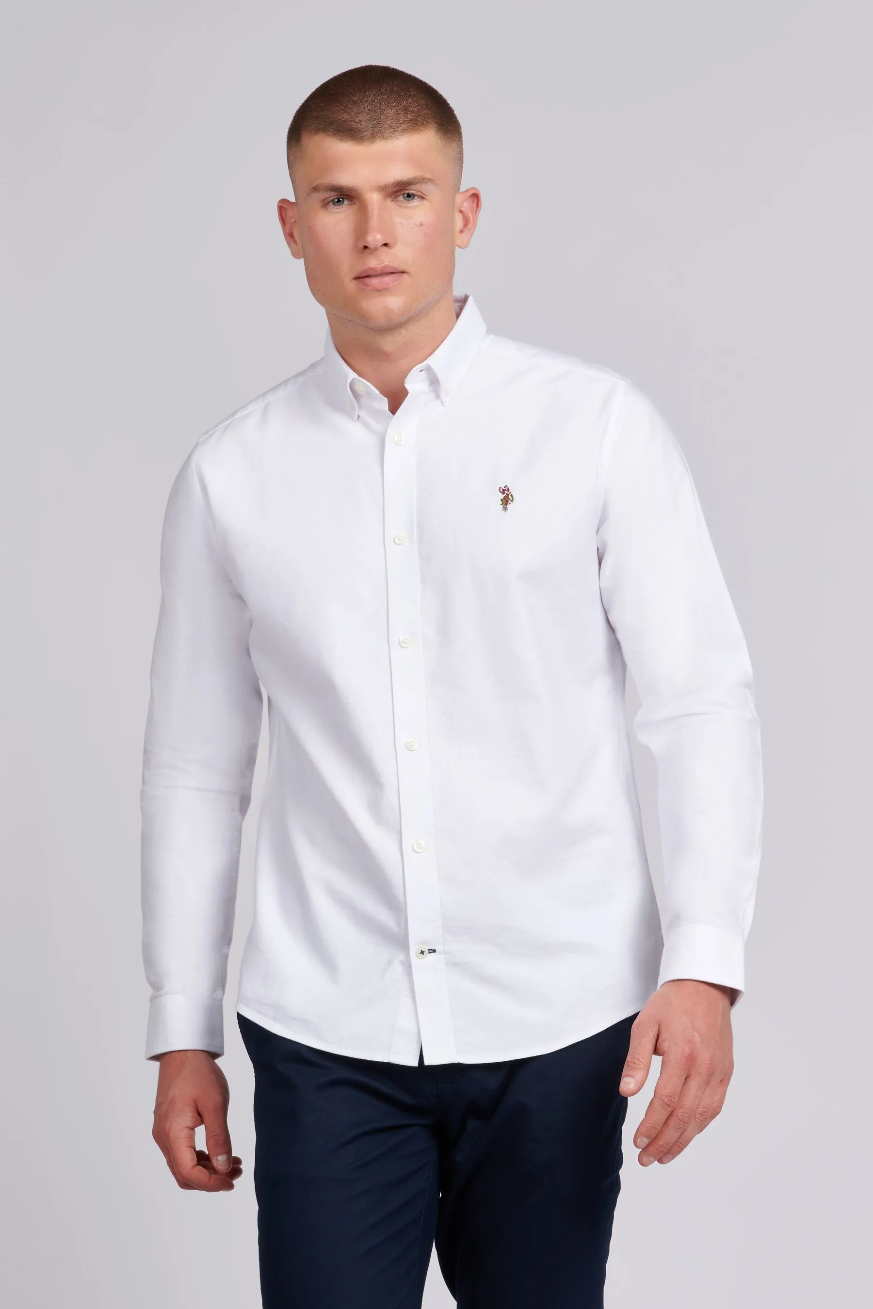 U.S. Polo Assn. Uomo - Camicia con Oxford pesca