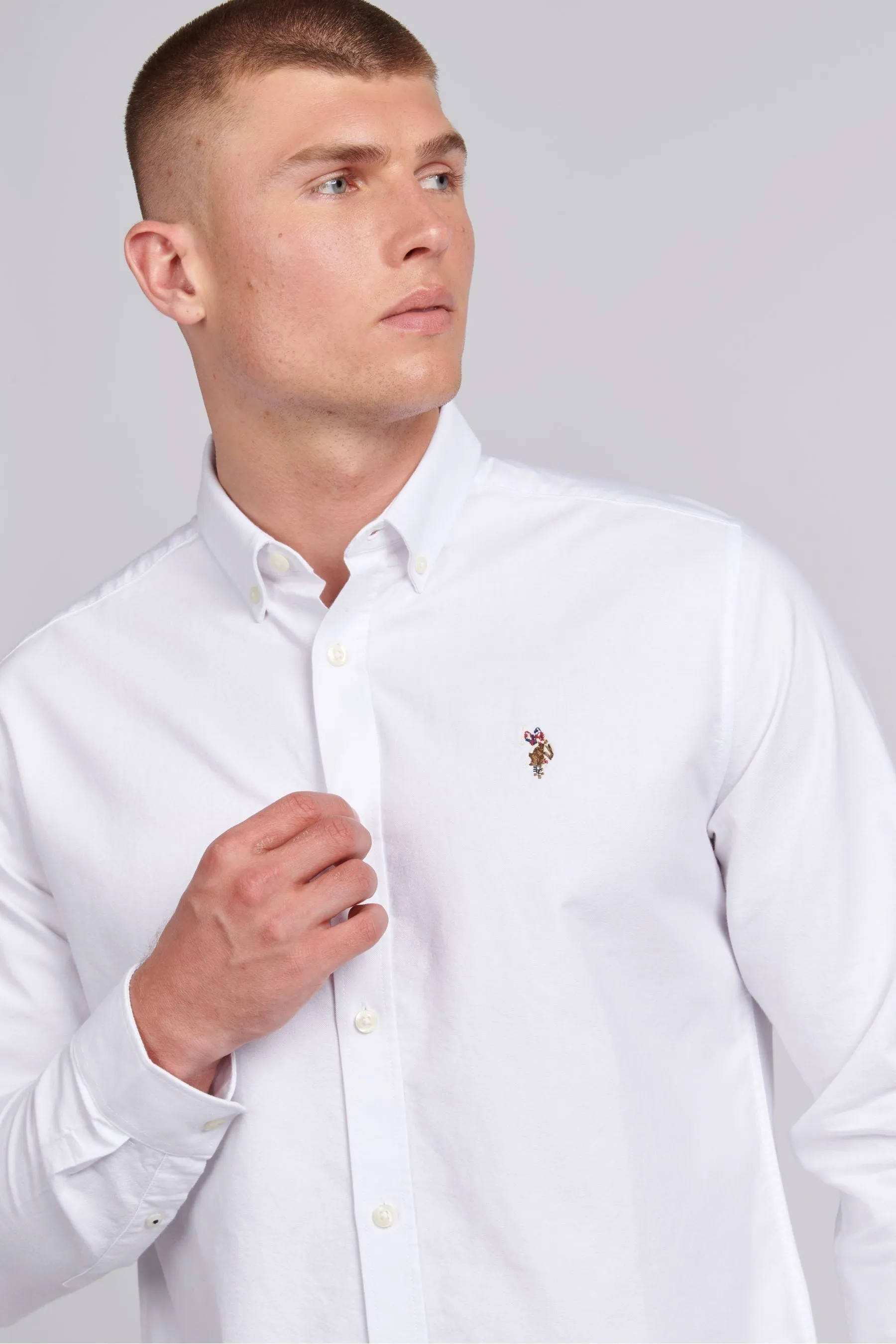 U.S. Polo Assn. Uomo - Camicia con Oxford pesca