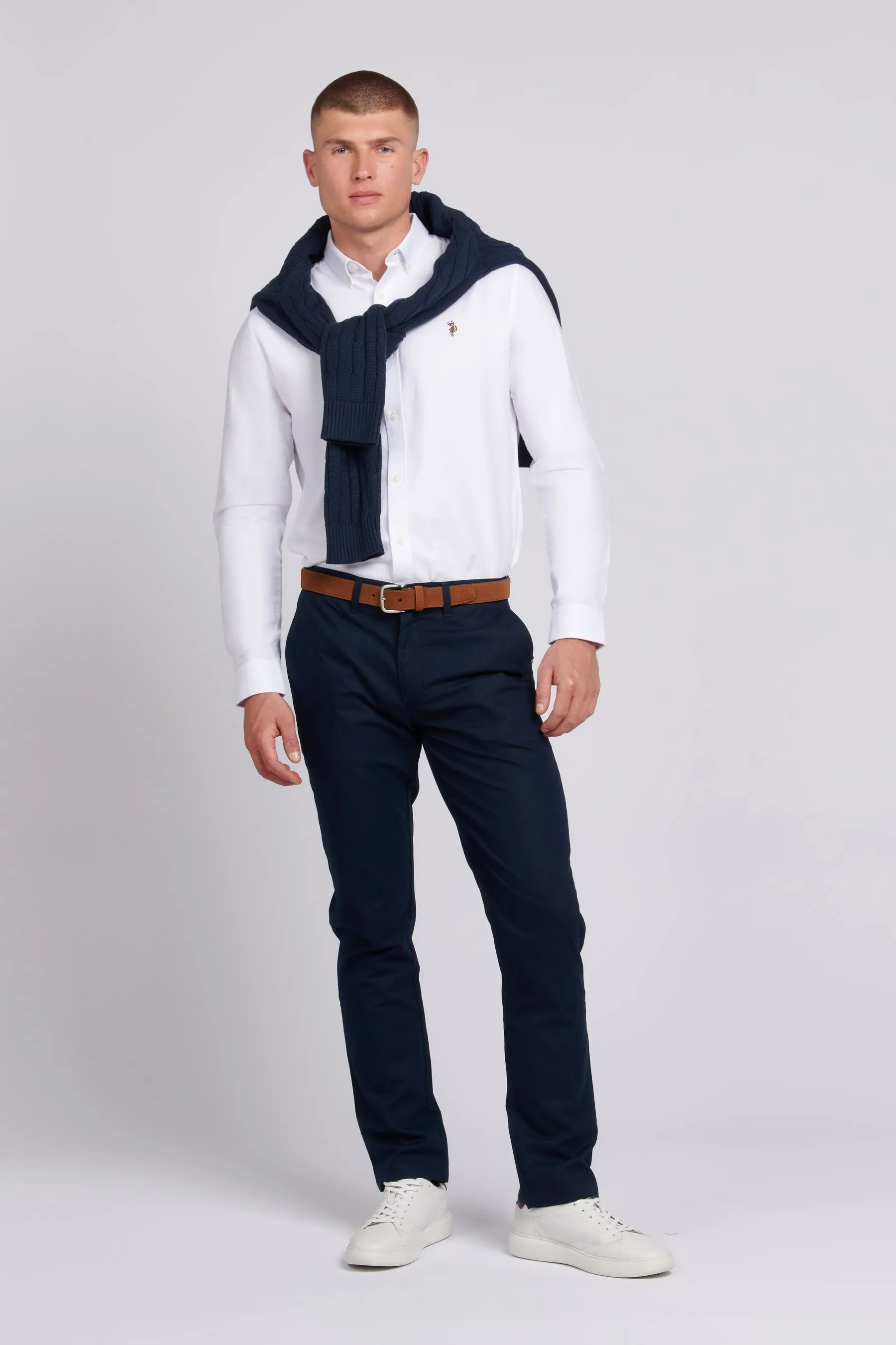 U.S. Polo Assn. Uomo - Camicia con Oxford pesca