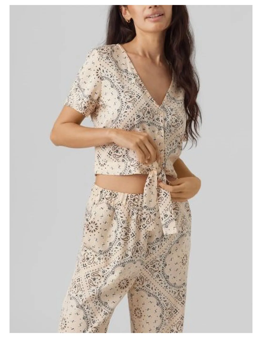 VERO MODA DONNA VMRINA S/S TIE SHIRT WVN LCS