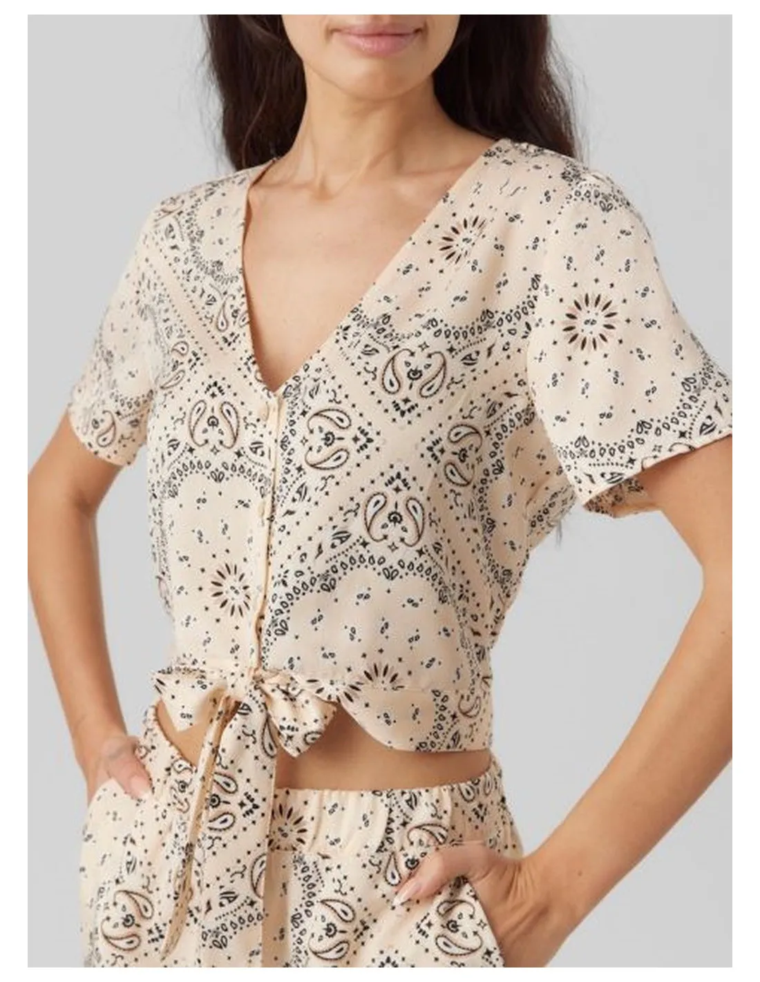 VERO MODA DONNA VMRINA S/S TIE SHIRT WVN LCS