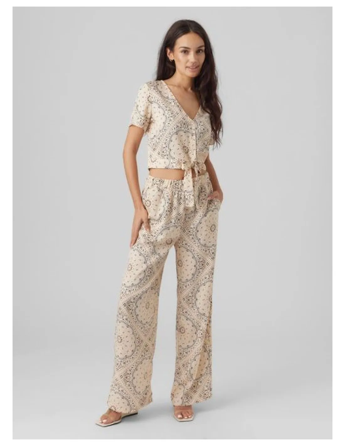 VERO MODA DONNA VMRINA S/S TIE SHIRT WVN LCS