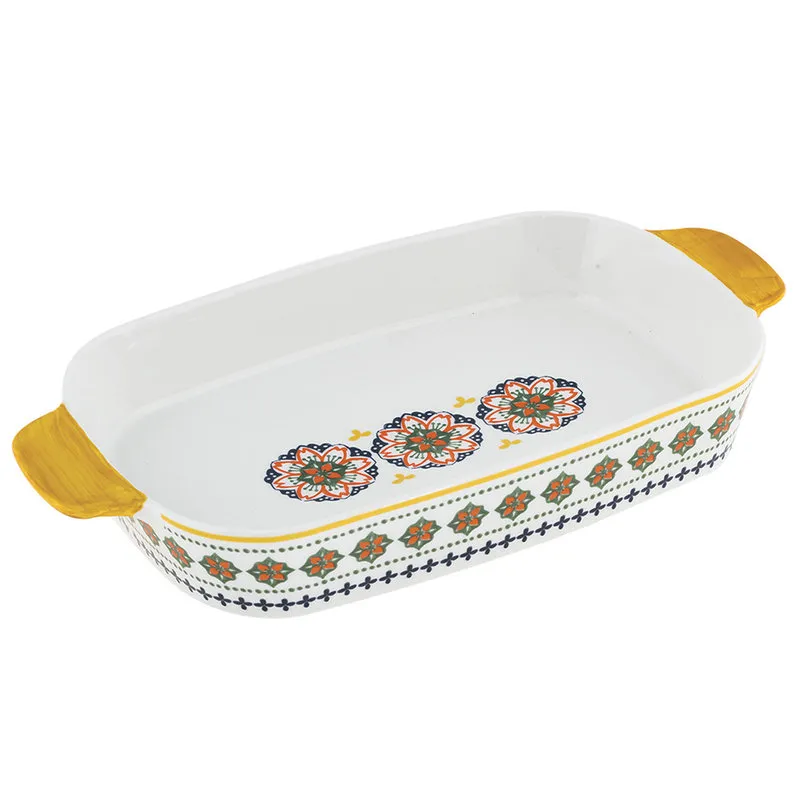 Villa Altachiara Pirofila Gardeny giallo new bone china cm 33,2x19,5x5