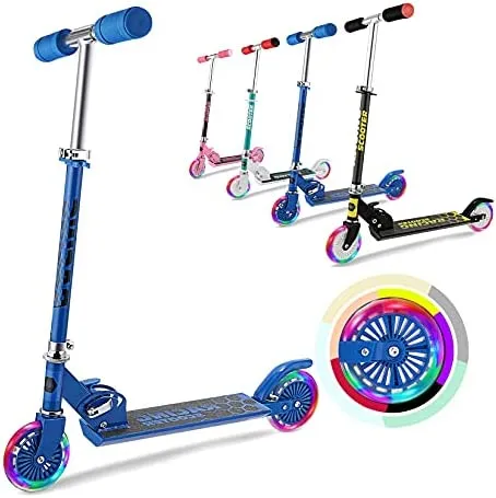 weskate B2bambini Scooter/Scooter per Bambini con LED Ruote, altezza regolabile Kick Scooter per ragazzi e ragazze con freno a p