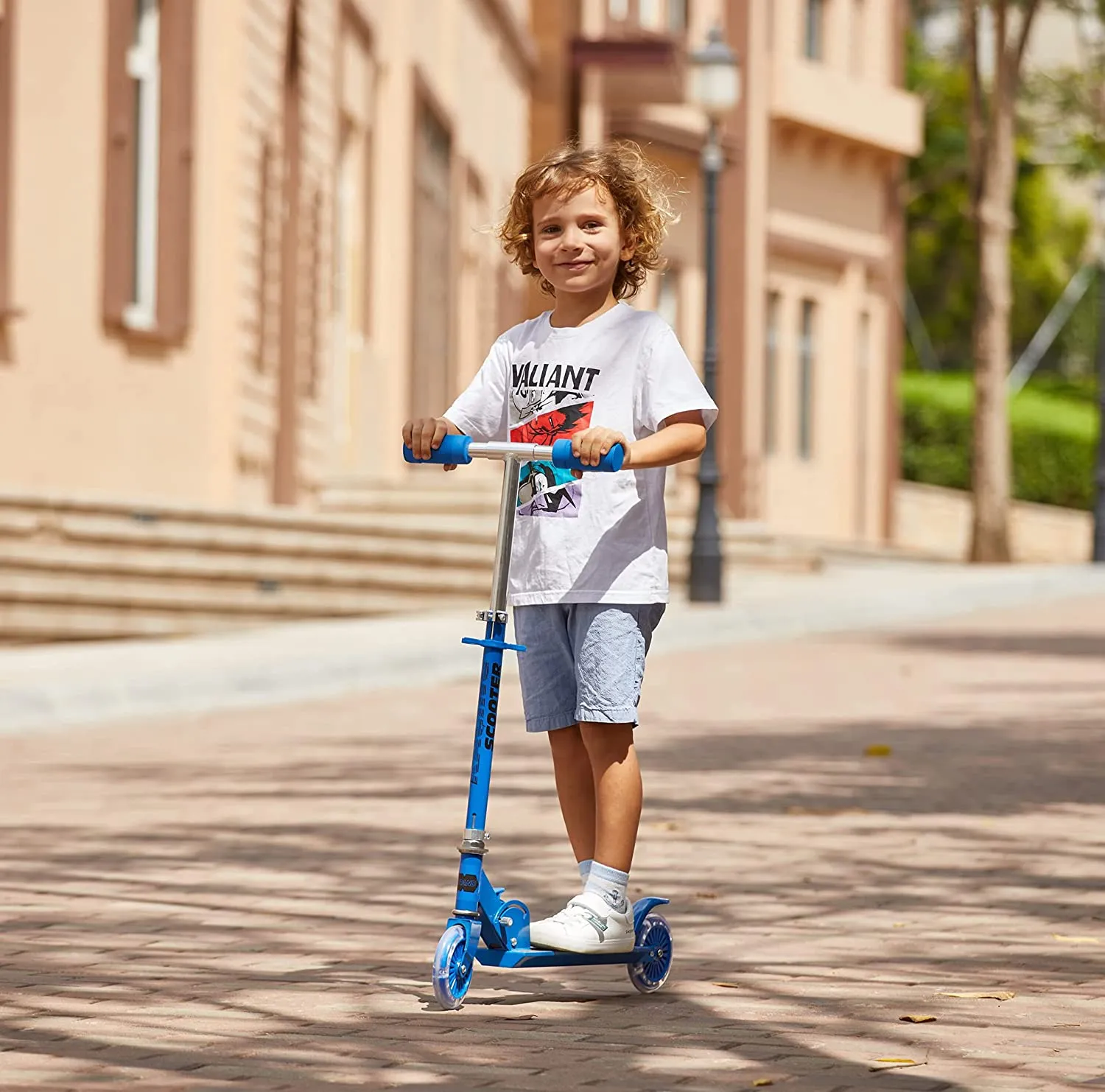 weskate B2bambini Scooter/Scooter per Bambini con LED Ruote, altezza regolabile Kick Scooter per ragazzi e ragazze con freno a p