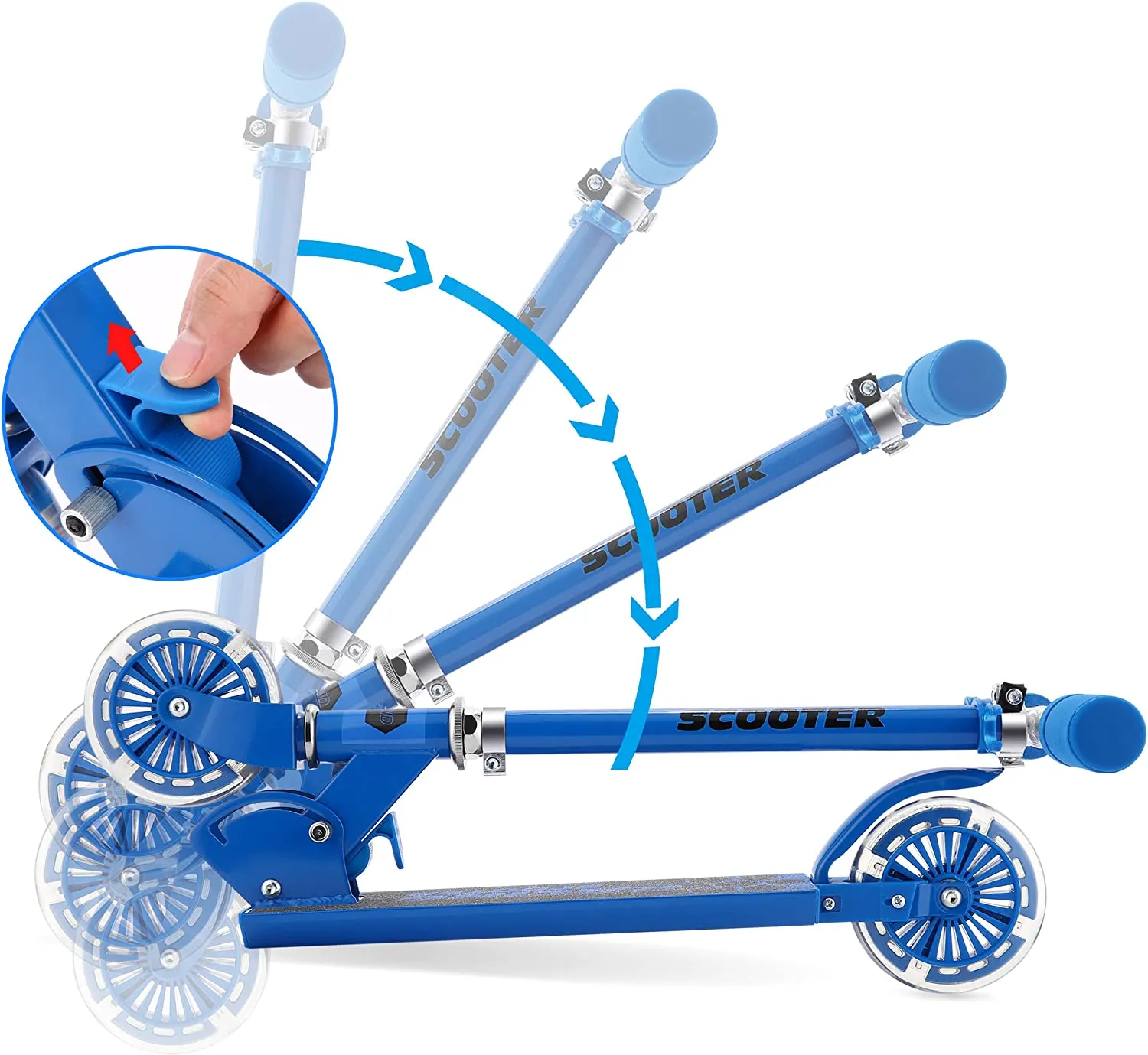weskate B2bambini Scooter/Scooter per Bambini con LED Ruote, altezza regolabile Kick Scooter per ragazzi e ragazze con freno a p