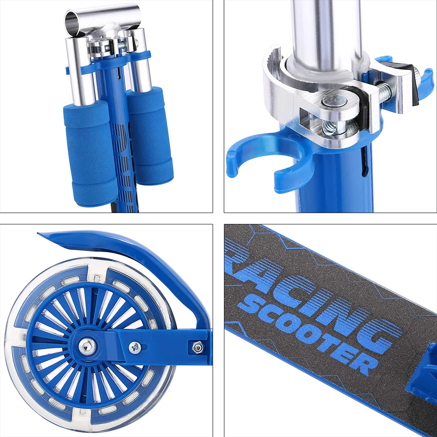 weskate B2bambini Scooter/Scooter per Bambini con LED Ruote, altezza regolabile Kick Scooter per ragazzi e ragazze con freno a p